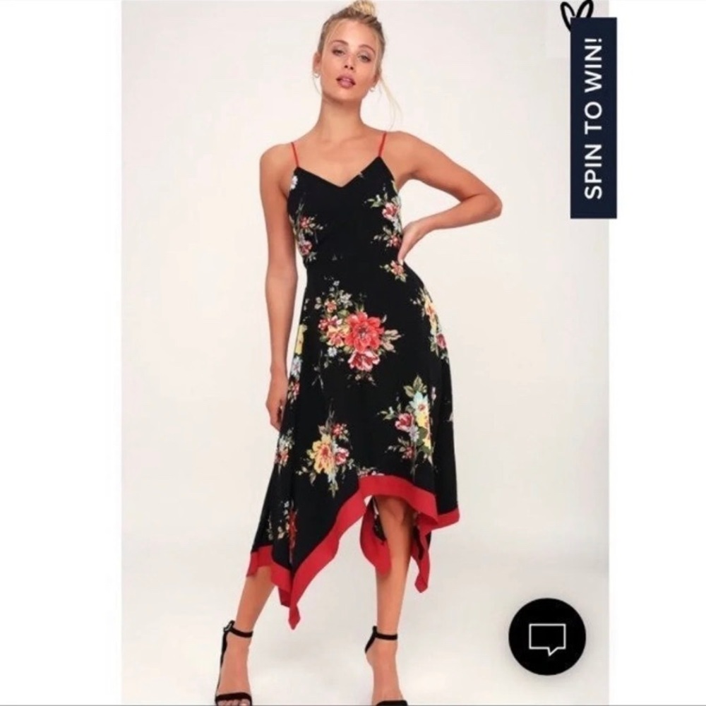 NWT Lulus Floral Handkerchief Midi Dress